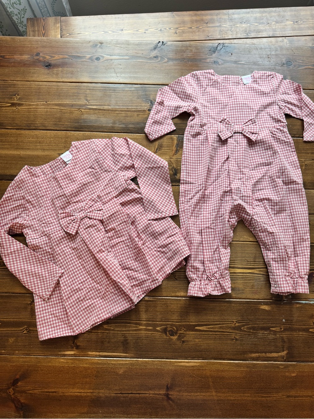 Girls 9m, 2T Pink Gingham Bow Matching Set